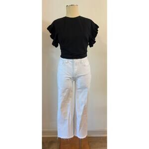 Zara Black Ruffle Sleeve Knit Top Size Small